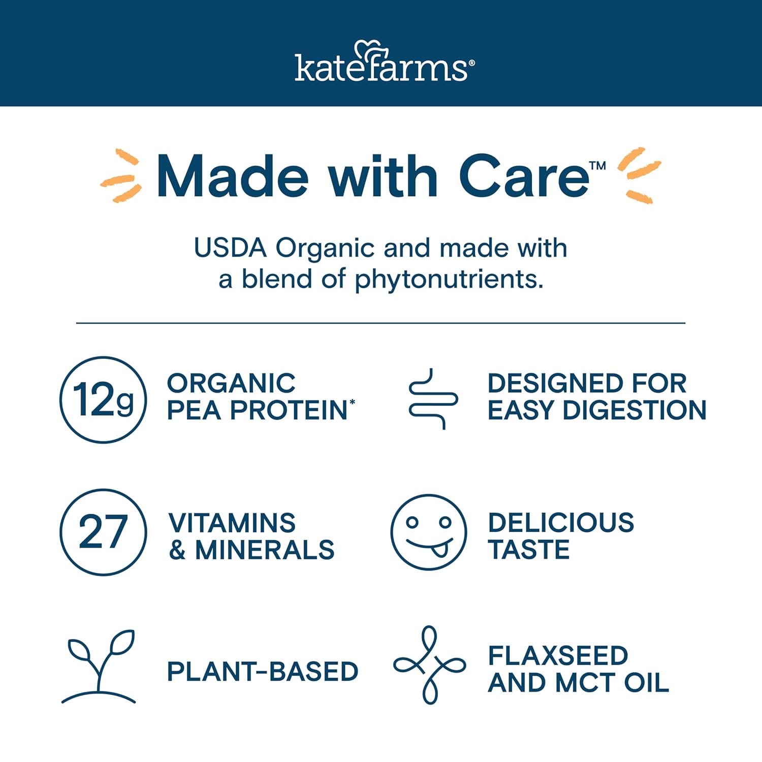 KATE FARMS Organic Plant Based Pediatric 1.2 Sole Source Vanilla Nutrition Shake,12g of protein,27 Vitamins and Minerals,Meal Replacement Drink for Kids,Non-GMO,8.45 Fl oz,(Pack of 24) - Image 5