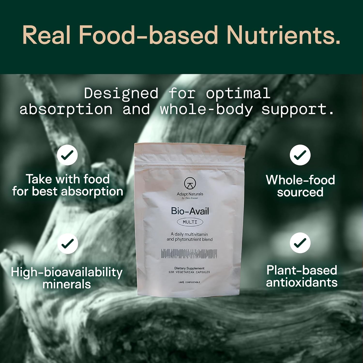 Adapt Naturals Multivitamin for Women & Men, Bioavailable Easy-to-Absorb Multivitamin Daily Supplement with Biotin, Niacin, Vitamin A, B, C, D, E, K1, Zinc, Magnesium - Immune Support - 30 Day Supply - Image 6