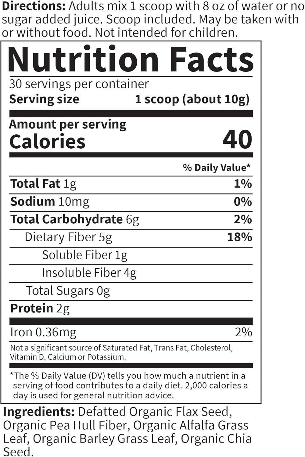 Garden of Life Organic Unflavored Fiber Powder Detox Blend with Chia, Alfalfa & Barley for Herbal Cleanse, Gut Health Support - Detoxifiber - Non-GMO, Gluten-Free, Psyllium Free, Vegan, 30 servings - Image 5