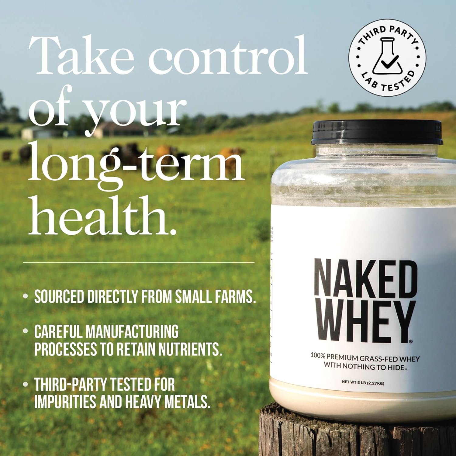 NAKED Whey Vanilla Protein Powder - Only 3 Ingredients - Grass Fed Whey Protein Powder, Vanilla Flavor, and Organic Coconut Sugar, NSF Certified, No GMO, No Soy, and Gluten Free - 24 Servings - Image 6