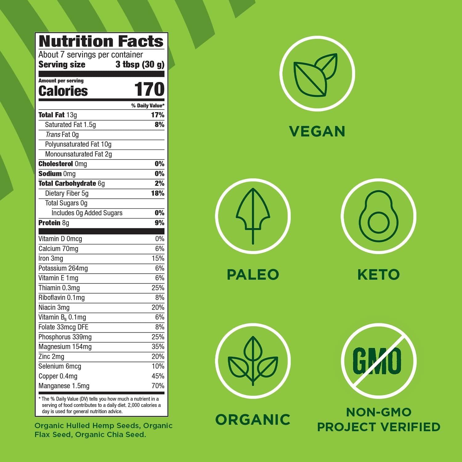 Manitoba Harvest Organic Hemp Plus Flax & Chia Seeds - 7oz - 8g Protein, 5g Fiber and 10g Omega 3 & 6 per 30g Serving - Nutrient-Dense, 3-in-1 Super Seeds Mixture - Vegan, Non-GMO Project Verified - Image 6