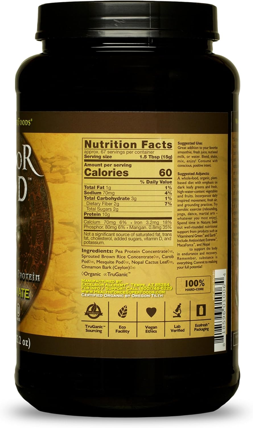 HEALTHFORCE SUPERFOODS Warrior Food Protien Powder - Carob Flavor - 1000 Grams - Image 2