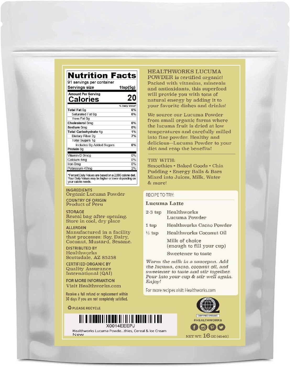 Healthworks Superfoods Lucuma Powder Organic - 16 Oz / 1 Lb - Raw, All-Natural & Certified Organic - Keto, Vegan & Non-GMO - Peruvian Origin - Antioxidant Superfood - Image 2