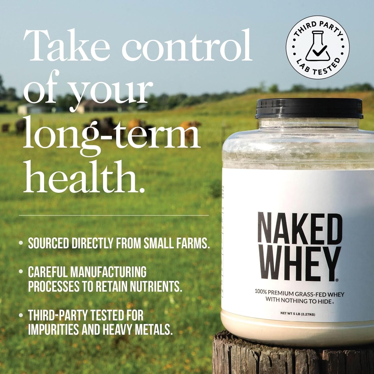 NAKED Whey Protein Supplement Powder, Chocolate, NSF Certified, GMO Free, Soy Free, Gluten Free Aid Muscle Growth and Recovery 60 Servings, 5 Ib - Image 6