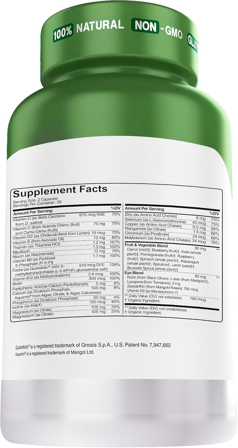 Herbtonics Whole Food Teen Vitamins for Energy, Focus & Immune Support - Multivitamin for Teenage Boys & Girls (12-18) with Real Superfoods - Vegan, Plant Based, Non-GMO - 60 Easy Swallow Capsules - Image 9