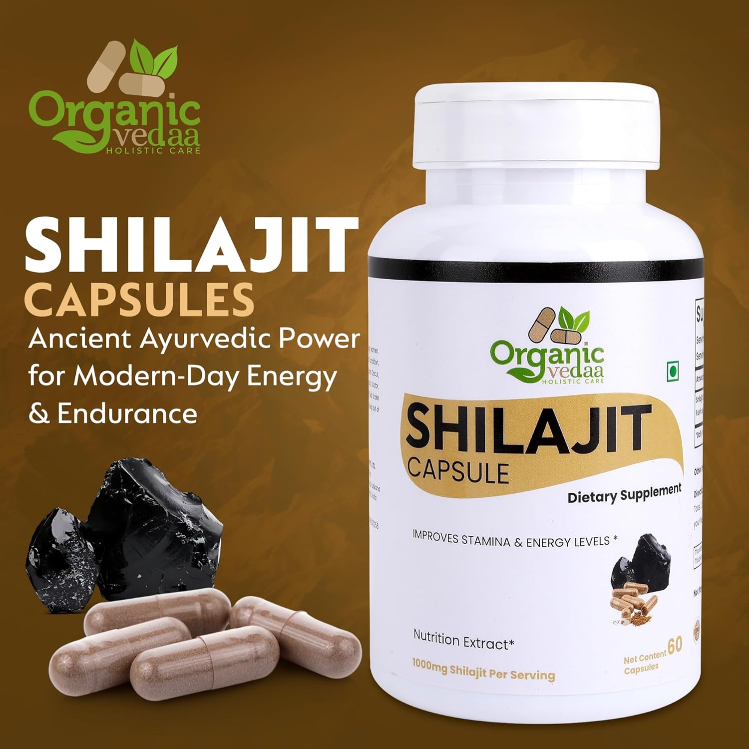 Natural Fiber Supplement for Digestive Health & Regularity | Plant-Based, Non-GMO, Gluten-Free (Shilajit 60 Capsules) - Image 5