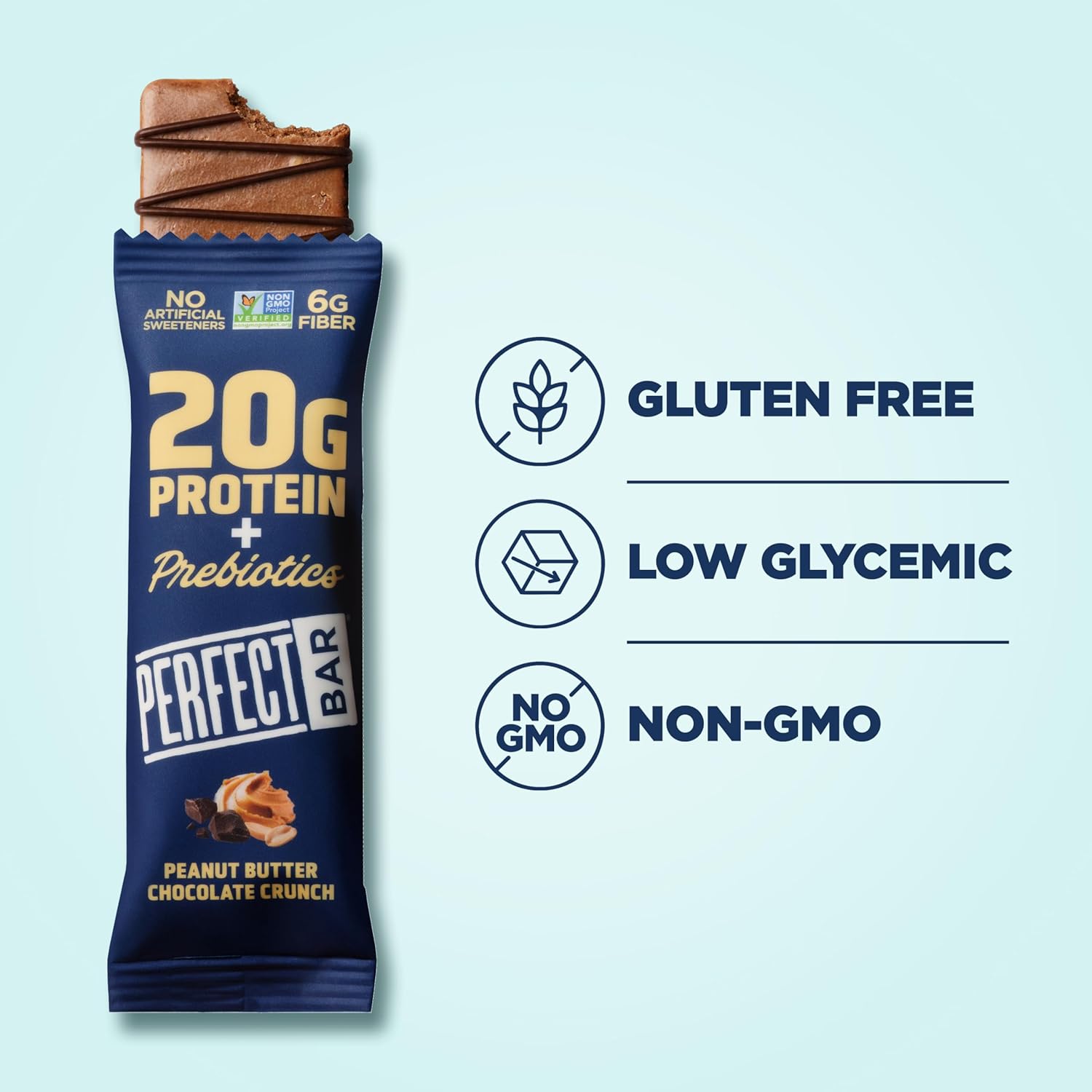 Perfect Bar Protein + Prebiotics Chocolate Peanut Butter Protein Bar, 20g Protein, Grass-Fed Whey, 6g Fiber With 3g Prebiotics, Gluten-Free, Non-GMO, 2.4 Ounce Bar, 7 Count - Image 5