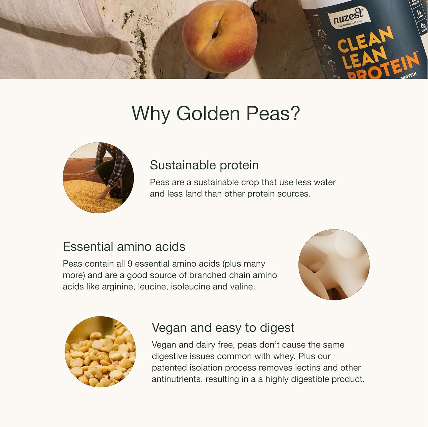 Nuzest - Pea Protein Powder - Clean Lean Protein, Premium Vegan Plant Based Protein Powder, Dairy Free, Gluten Free, GMO Free, Naturally Sweetened Protein Shake, Smooth Vanilla, 1 Serving, 0.9 oz - Image 6