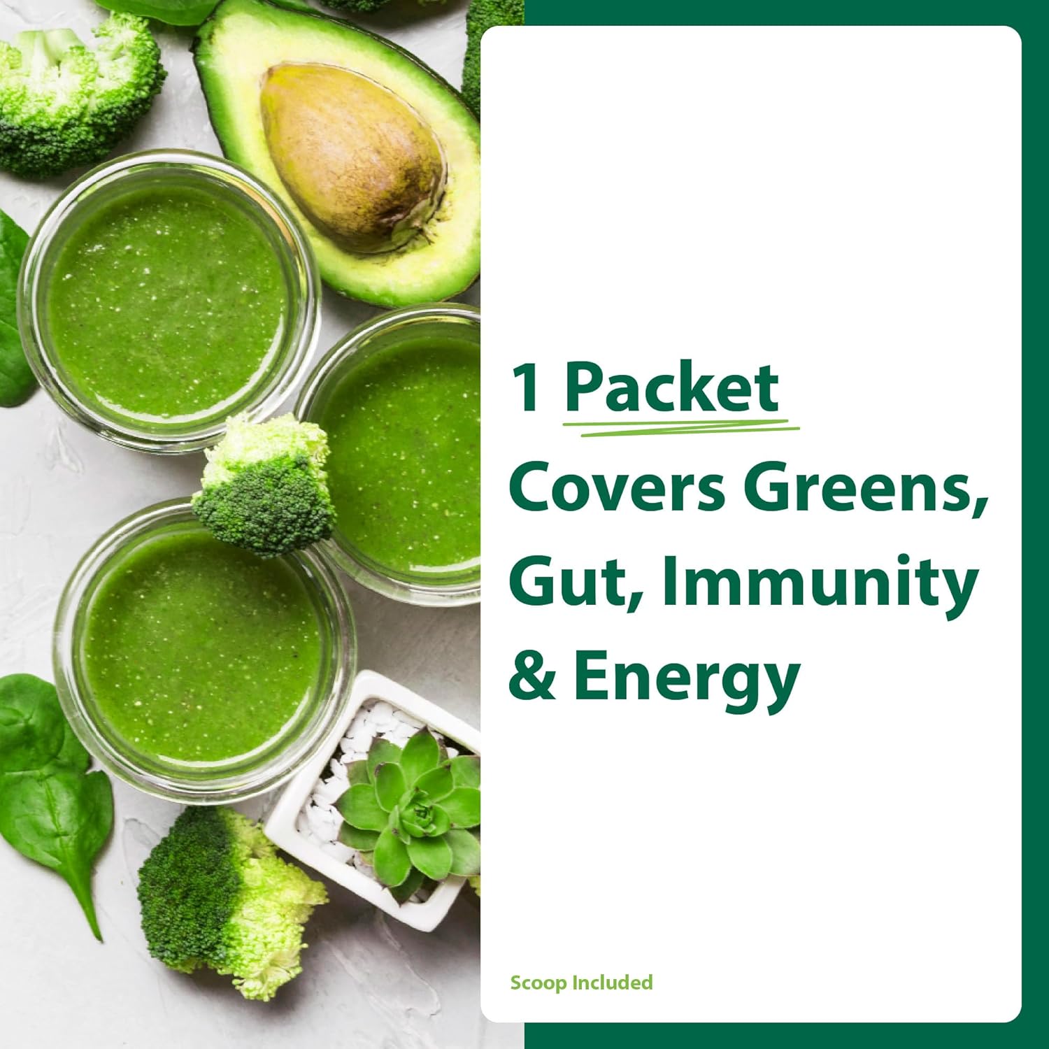 Macro Greens Superfood Powder – 38 Superfoods with Probiotics, Digestive Enzymes & Adaptogens | Non GMO, Vegan, Gluten Free | 18B CFU | Packets (12 Servings) - Image 4