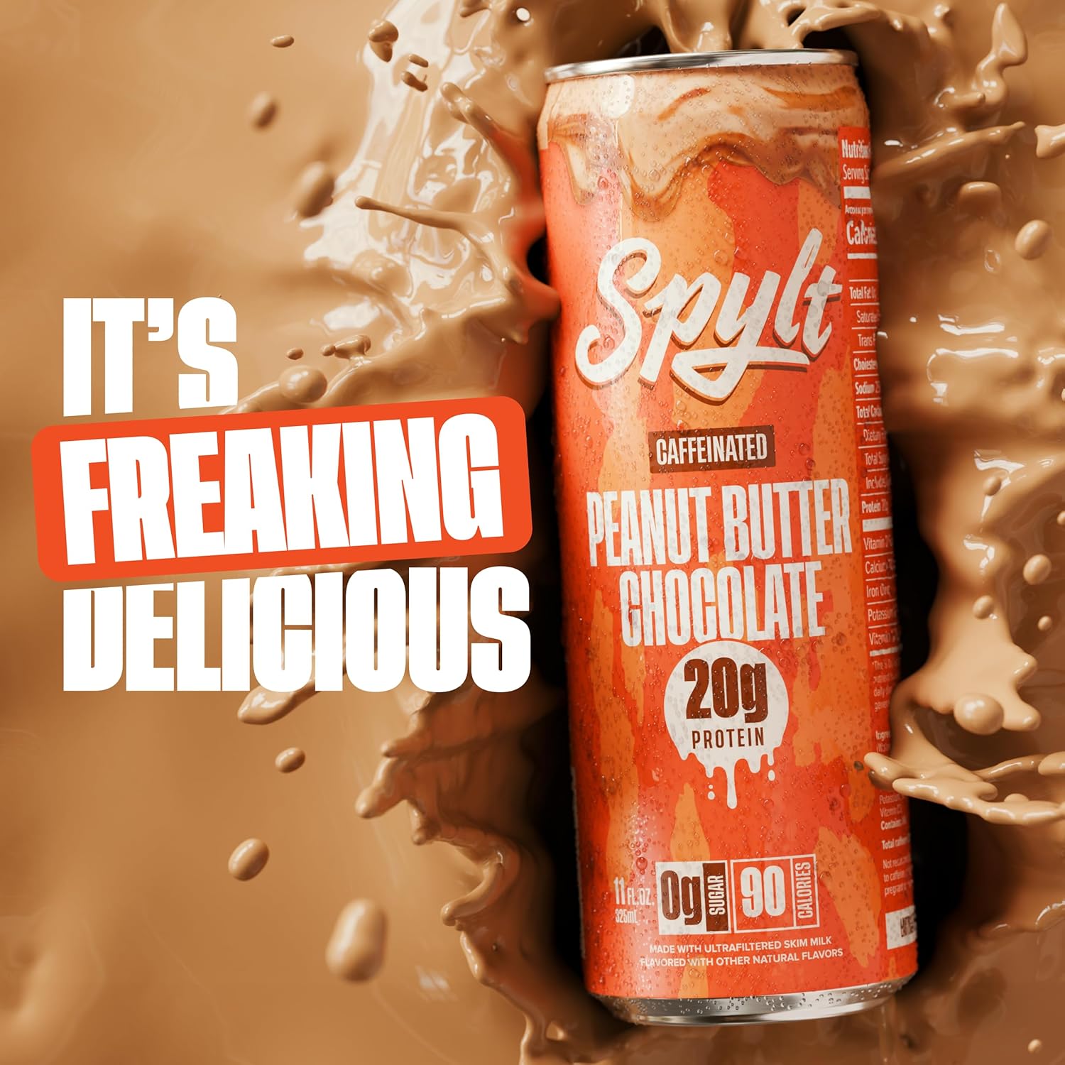 Spylt High Protein Peanut Butter Chocolate Milk with 60mg Caffeine & 20g Protein - 90 Calories, Ready to Drink, Sugar Free, Lactose Free Milk, Perfect for Workout Recovery & Afternoon Pick Me Up - 12 Count - Image 3
