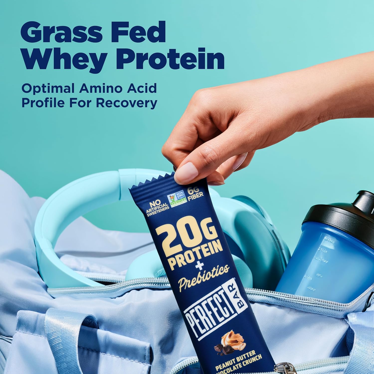 Perfect Bar Protein + Prebiotics Chocolate Peanut Butter Protein Bar, 20g Protein, Grass-Fed Whey, 6g Fiber With 3g Prebiotics, Gluten-Free, Non-GMO, 2.4 Ounce Bar, 7 Count - Image 7