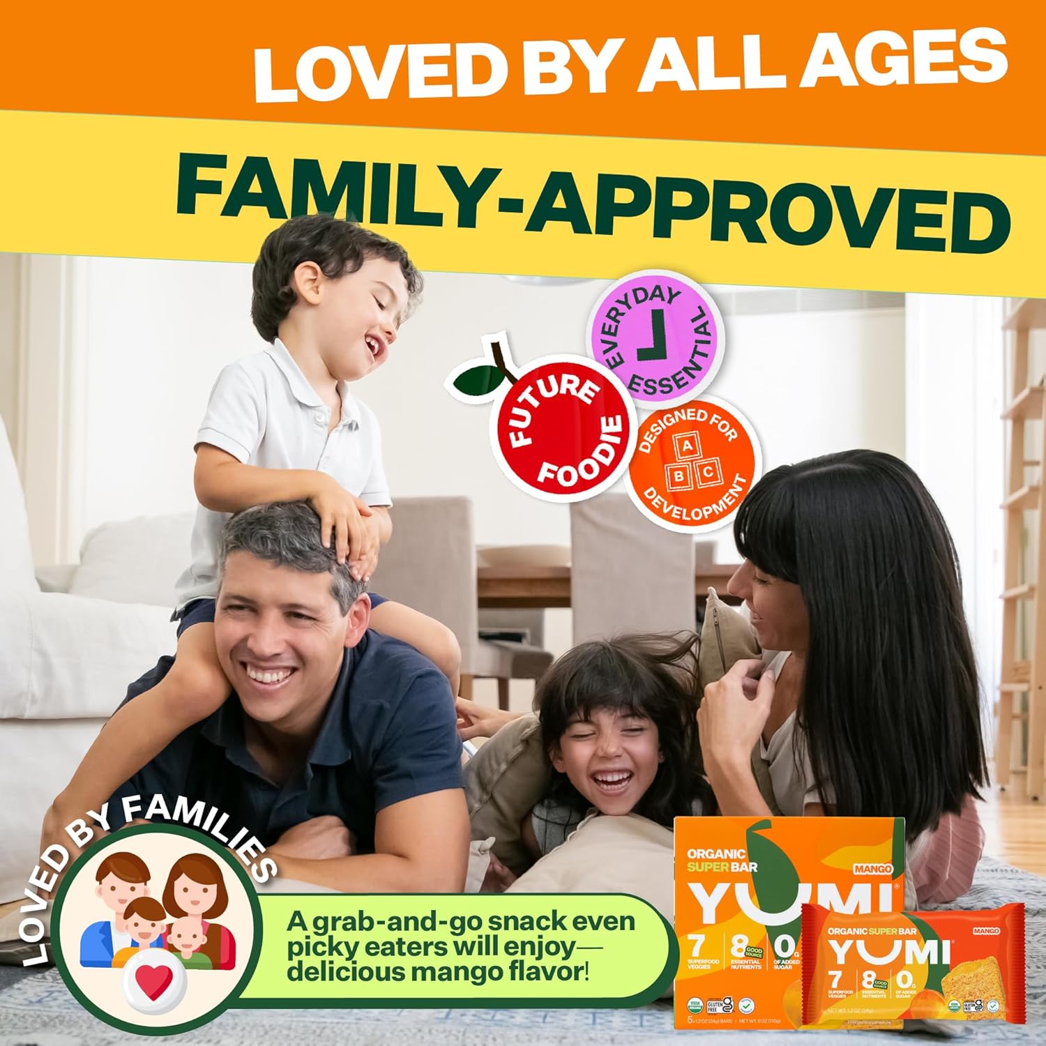 YUMI Organic Breakfast Superbar, Gluten-Free, No Added Sugar, 7+ Vegetables, Soft-Baked Crust, Healthy Snack Bars for Kids, School Safe, Healthy Alternative to Granola Bars or Cereal Bars, Mango (30ct) - Image 8