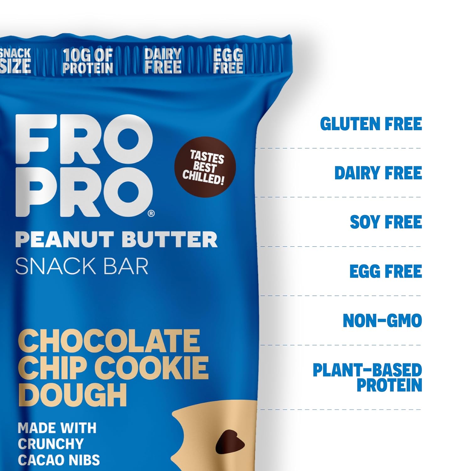 FROPRO Snack Bars - Plant Based Protein Bars, All-Natural, Gluten Free, Dairy Free, & Soy Free, High Protein Bars with Low Calories | Chocolate Chip, 12 Pack - Image 3