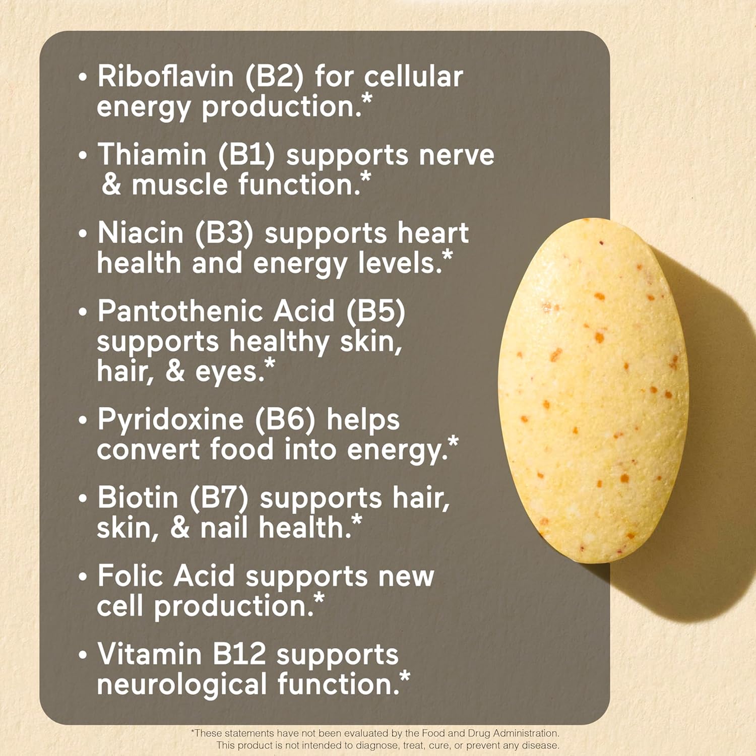 NatureWise Super Vitamin B Complex for Women and Men - with Vitamin C, Folic Acid Biotin B1 B2 B3 B6 B12 - Support Cellular Energy & Mental Clarity - Vegan, Gluten & Dairy Free, Non-GMO - 60 Tablets - Image 3