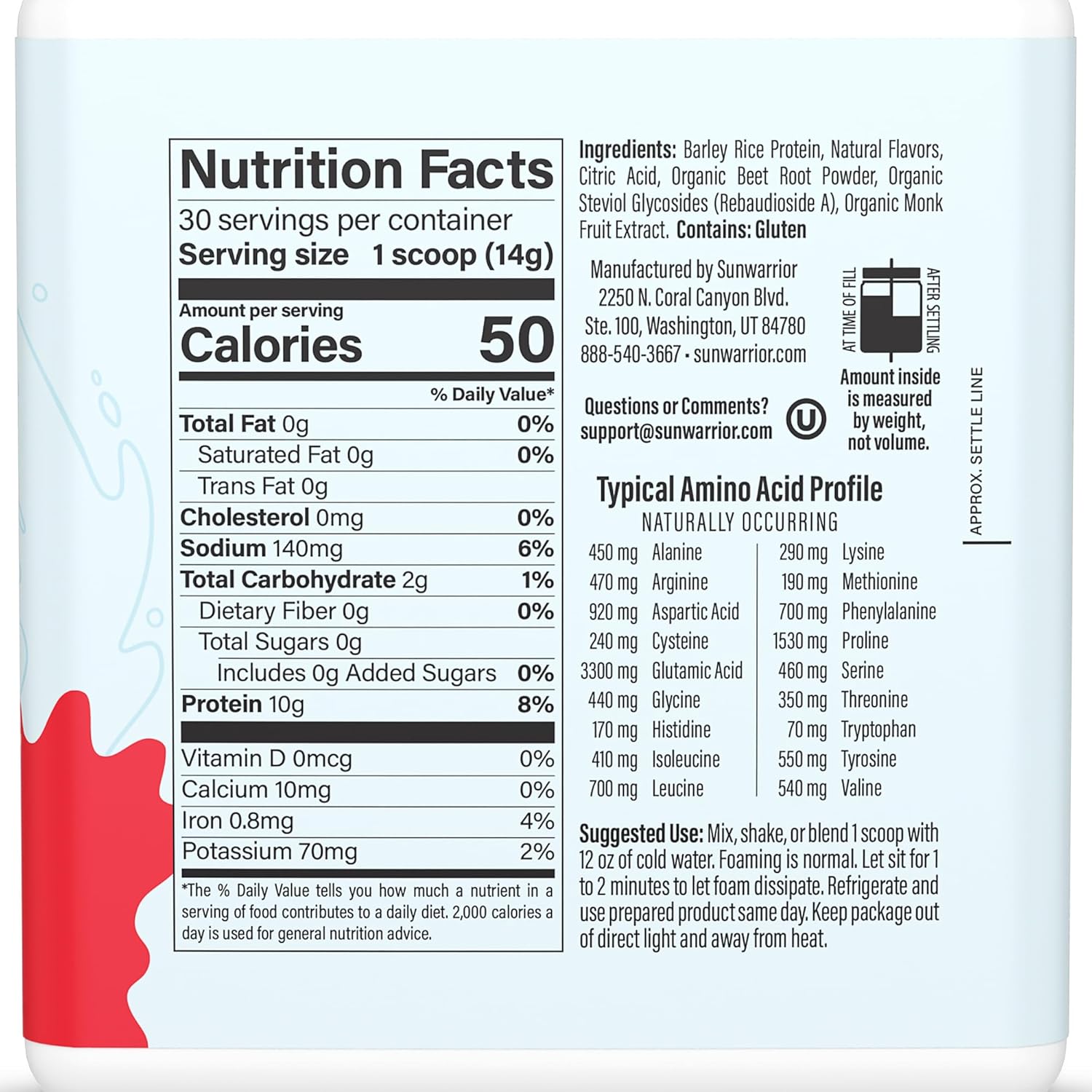 Sunwarrior Clear Protein Powder Plant-Based Water Mix, Vegan and Refreshing Protein and Hydration Supplement 10g Per Serving Watermelon Flavored 420g Tub 30 Servings - Image 2