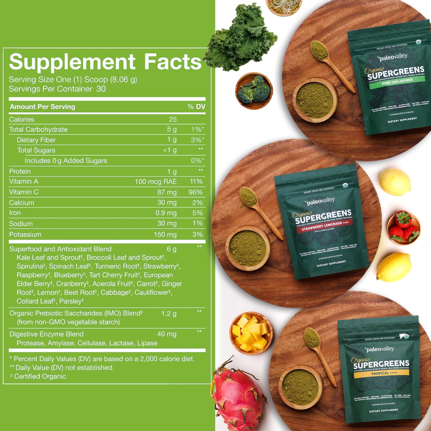 Paleovalley Organic Supergreens Powder - 23 Superfoods with Prebiotic Fiber for Energy and Immunity Support - No Cereal Grasses for Maximum Absorption - Pure Unflavored, 30 Servings - Image 7