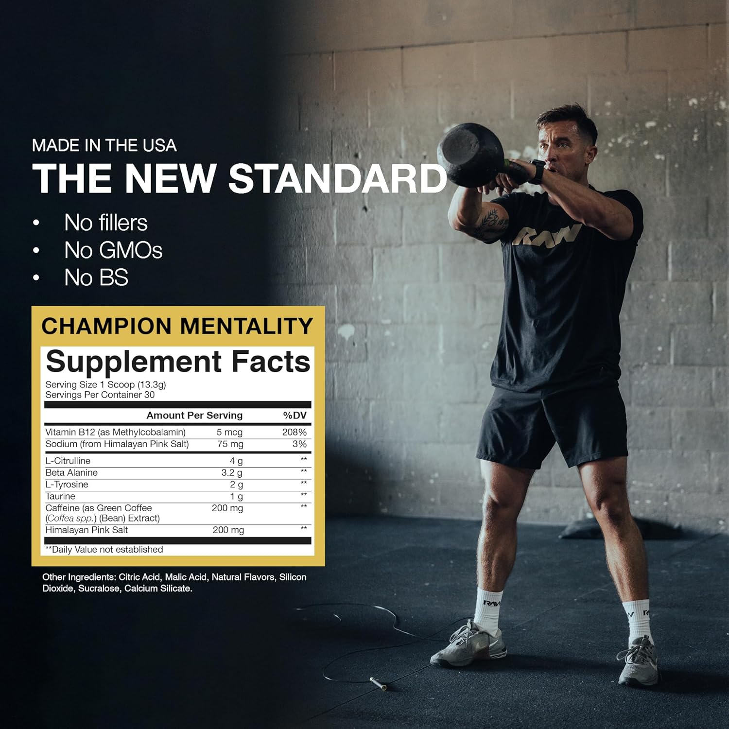 RAW Essential Pre-Workout Powder (Champion Mentality) - Chris Bumstead Sports Nutrition Supplement for Men & Women - Preworkout Energy Powder with Caffeine, L-Citrulline, L-Tyrosine & Beta Alanine - Image 5