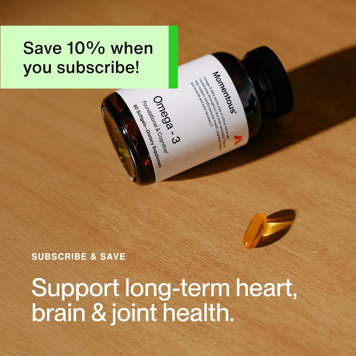 Momentous Omega-3 Fish Oil - High-Potency EPA & DHA Supplement for Men & Women - Supports Heart, Joint, & Brain Health - NSF Certified for Sport - Non-GMO - Gluten-Free - 1,600 mg - 30 Servings - Image 9