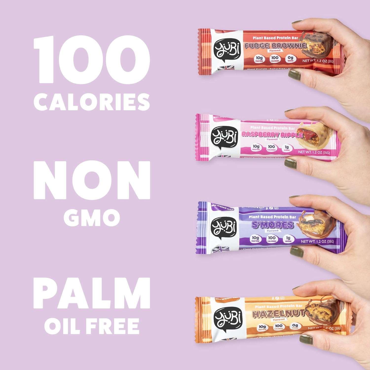 YuBi Bars - Protein Bars - 12 Bar Variety Pack #2 - 100 Calories, 10g of Protein, Low Sugar, Low Carb, Palm Oil Free/Non-GMO, Gluten Free, Dairy Free, Healthy Snack, Non-GMO - 14.8oz (12 Pack, YuBi Mix) - Image 4