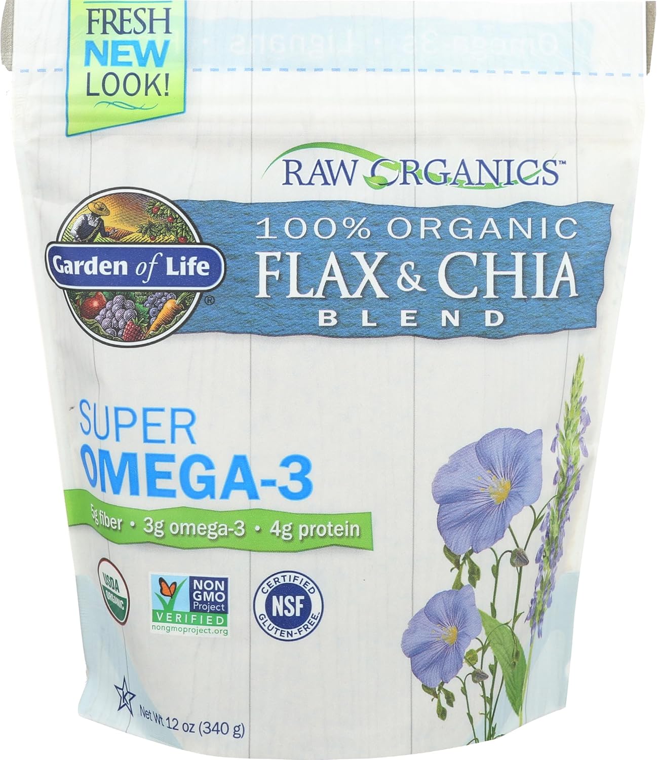 Garden of Life Raw Organics 100% Organic Ground Flax Seed & Chia Blend, Gluten Free Golden Flaxseed Meal plus Premium Black Chia Seeds, 24 Servings - Image 4