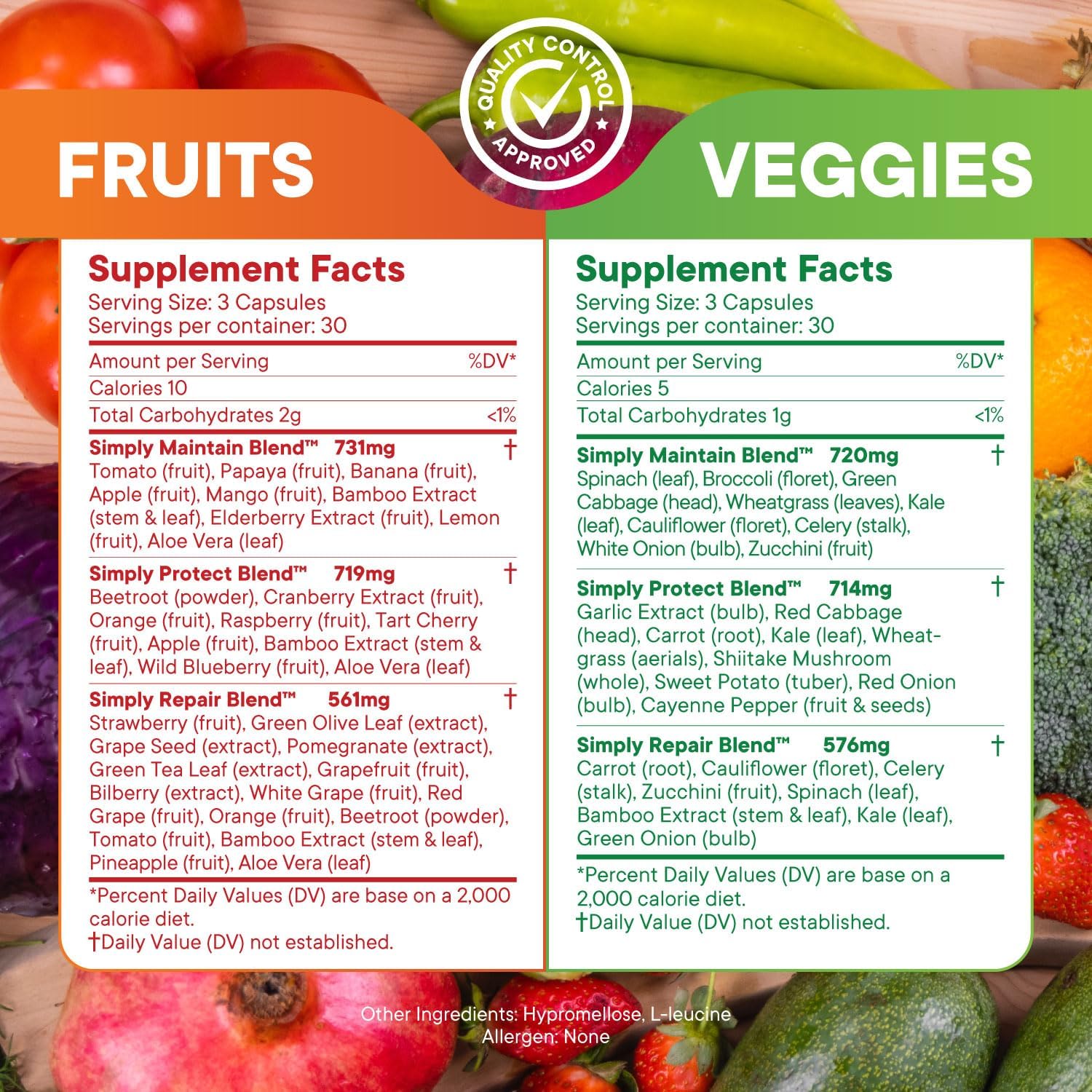 Simply Nature's Pledge - Packed with Over 40 Different Fruits & Vegetables - Made with Whole Food Superfoods - with High Beta Carotene – 100% Soy Free - 90 Count (Pack of 2) - Image 3