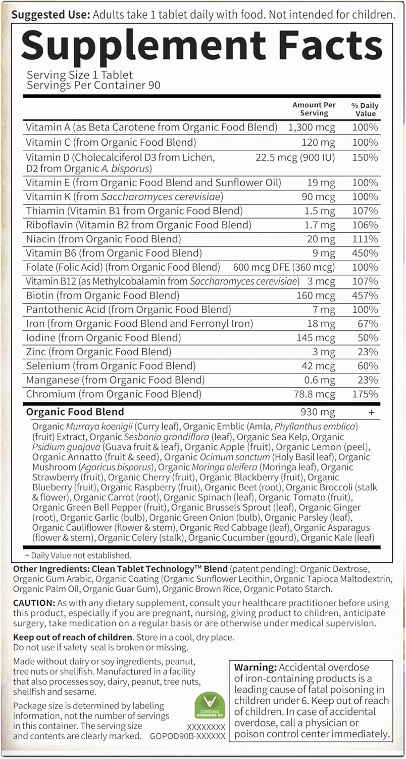 Garden of Life Prenatal Vitamins for Women, Organics Folate for Energy & Healthy Fetal Development, Non-constipating Iron, Vitamin C, B6, B12, D3, Non-GMO, Gluten-Free, Vegan, 90 Day Supply - Image 9