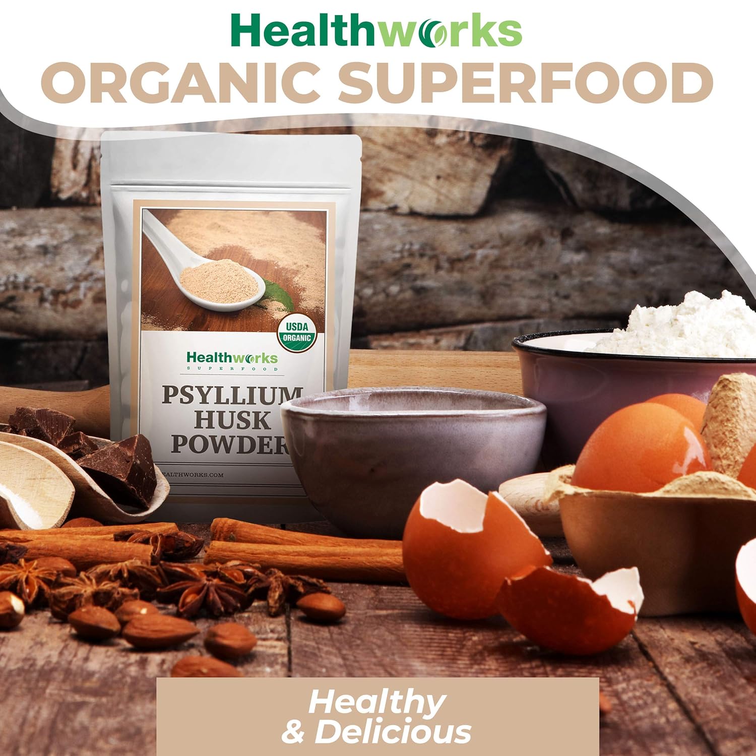 Healthworks Superfoods Organic Psyllium Husk Powder - 32 Oz / 2 Lbs - Raw - Certified Organic - Finely Ground Powder from India - Keto, Vegan & Non-GMO - Fiber Support - Image 6