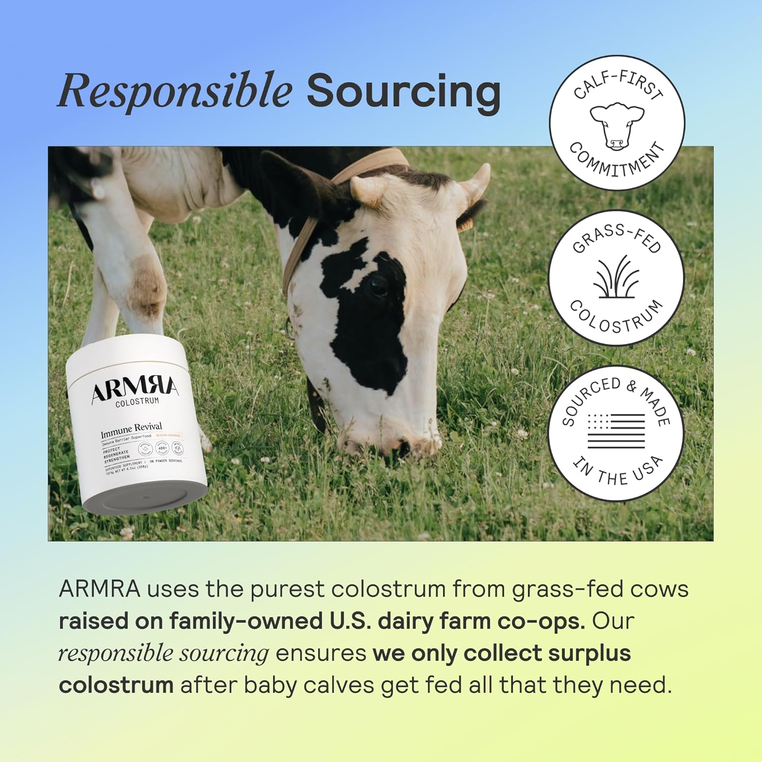 ARMRA Colostrum™ Powder | Blood Orange | Gut Health & Bloating | Skin & Hair | Immunity | Keto, Gluten & Fat-Free | 30 Servings - Image 6
