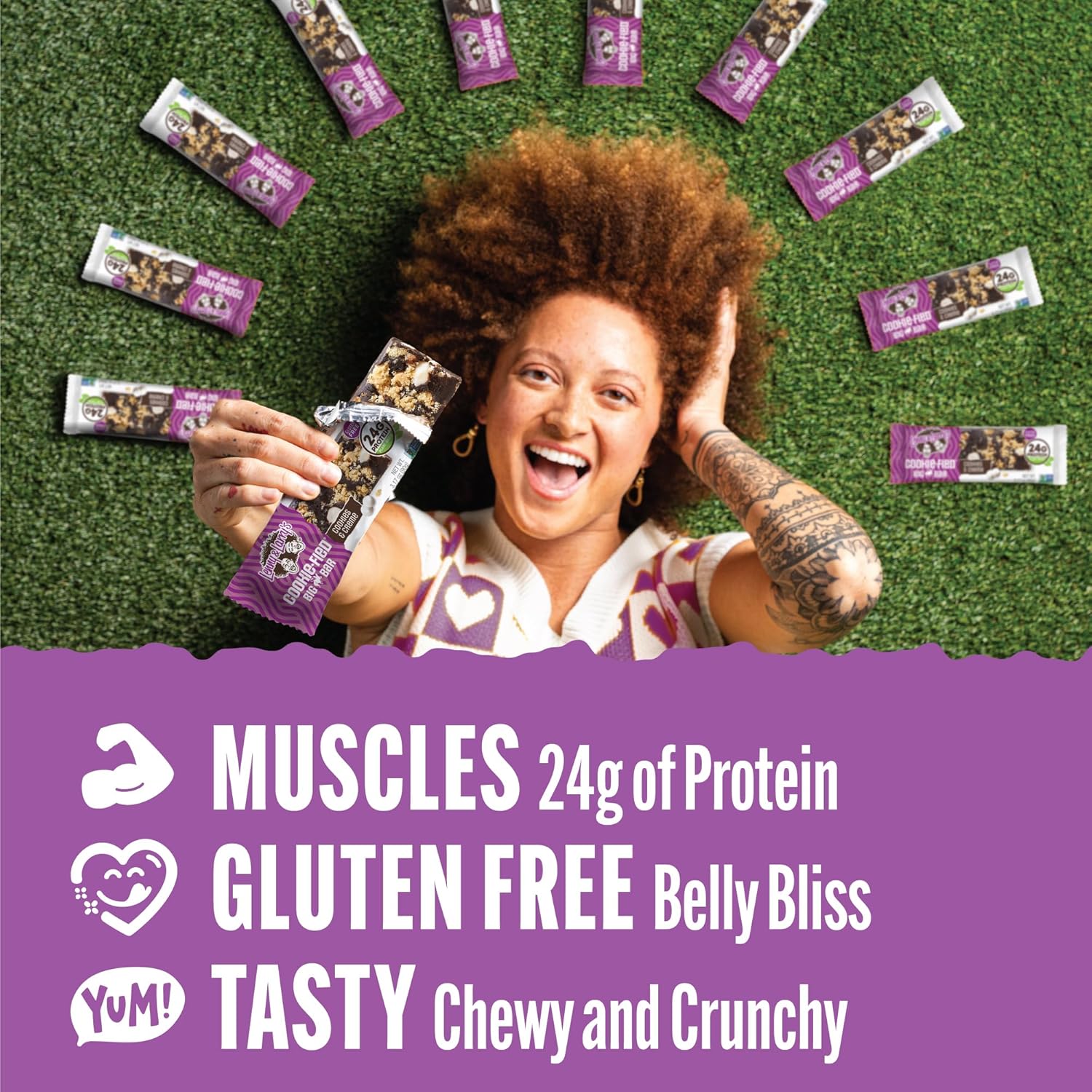 Lenny & Larry's Cookie-fied BIG BAR – Cookies and Creme Vegan Protein Bars 12x90g – Healthy Snacks, 24g Plant Protein & 10g Prebiotic Fiber – Gluten-Free Power Bar & Vegan - Image 2