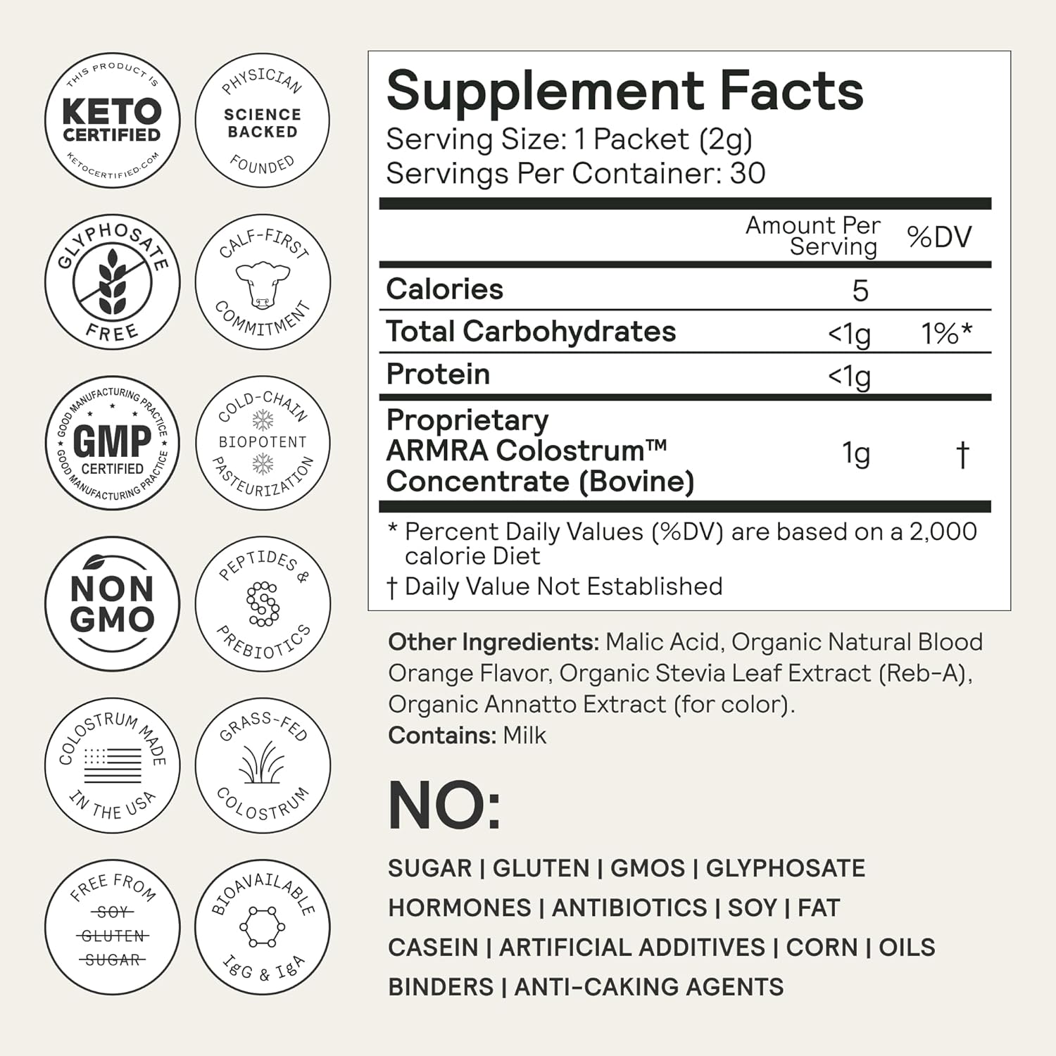 ARMRA Colostrum™ Powder | Blood Orange | Gut Health & Bloating | Skin & Hair | Immunity | Keto, Gluten & Fat-Free | 30 Servings - Image 7