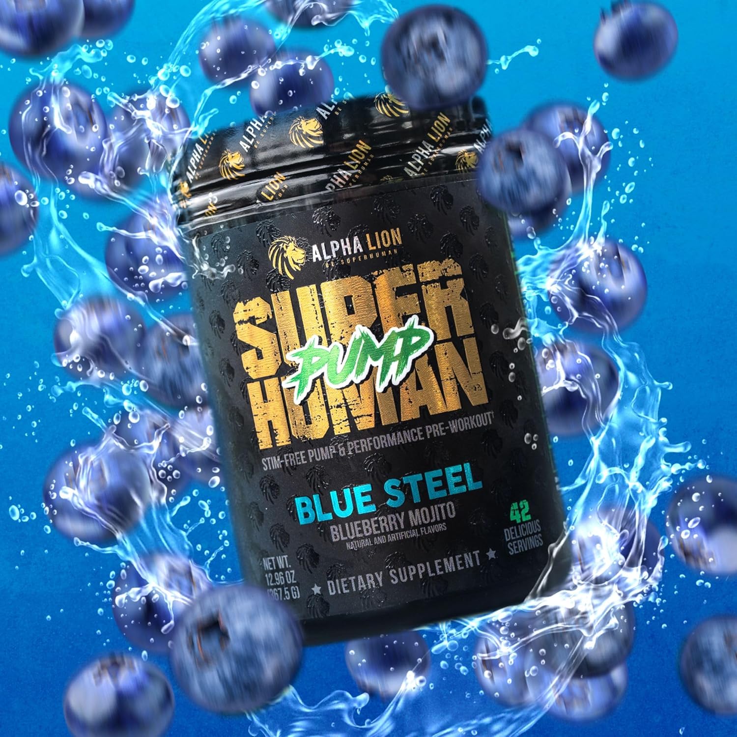 ALPHA LION Superhuman Pump Pre Workout Powder, Nootropic Caffeine & Stim Free Preworkout Supplement, Nitric Oxide Booster, Muscle Gainer, Energy & Focus (42 Servings, Blueberry Steel Flavor) - Image 9