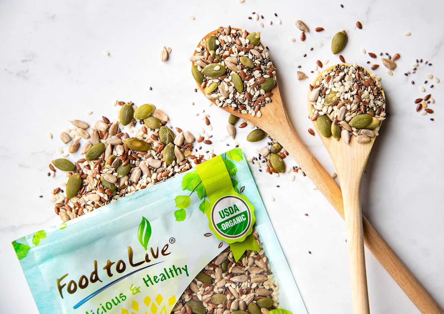 Food to Live Organic Super 5 Seeds Mix, 12 Ounces – A Non-GMO Blend of Flax Seeds, Sesame Seeds, Sunflower Kernels, Pumpkin Kernels, and Chia Seeds, Vegan, Kosher, Bulk. Great for Smoothies & Salads - Image 7