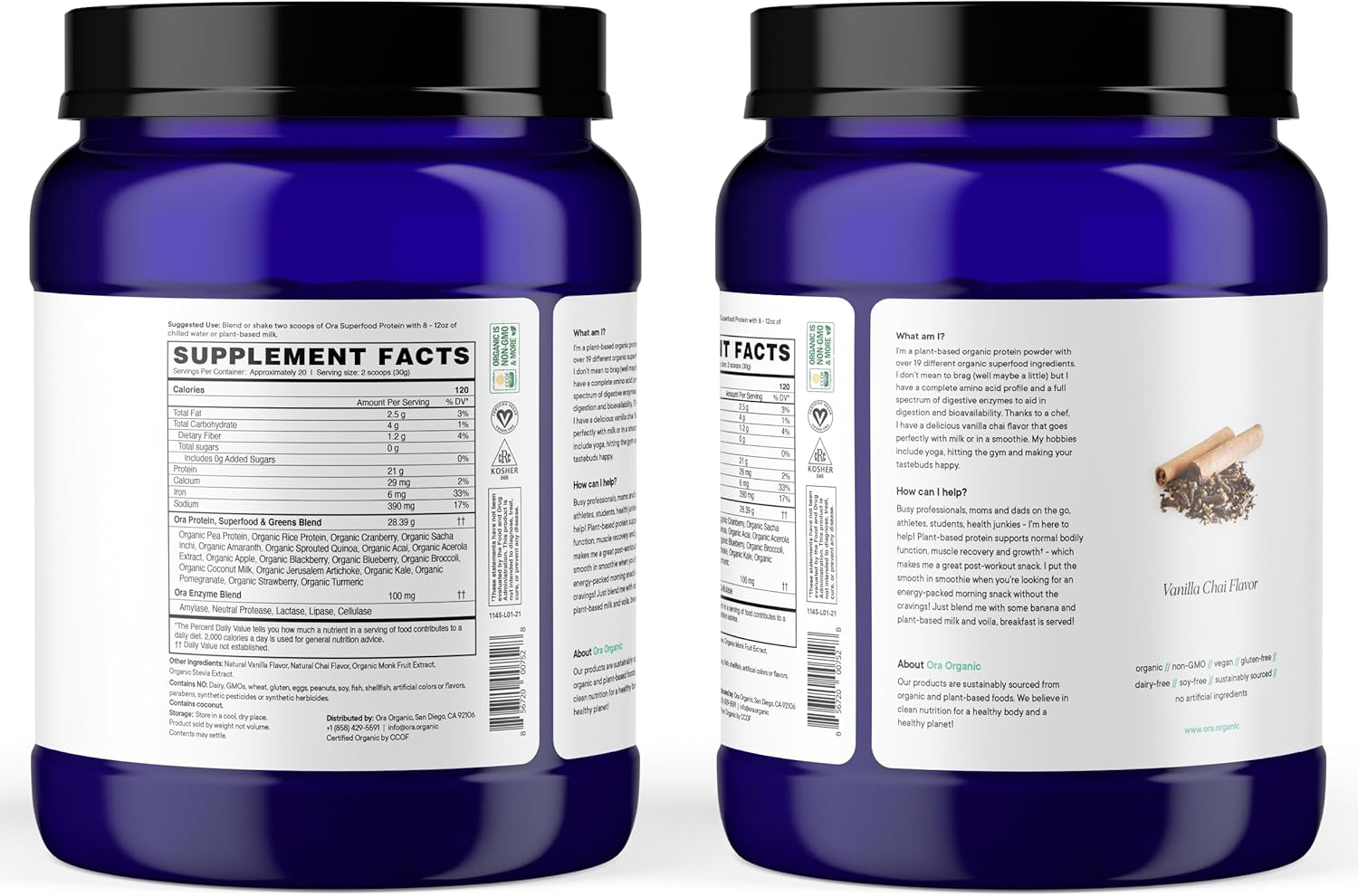 Ora Organic Vegan Protein Powder - 23g Plant-Based Protein Powder for Women and Men | Clean Protein Source, Keto Friendly, Gluten Free, Paleo, Dairy-Free, Soy-Free - Vanilla Chai - 20 Servings - Image 6