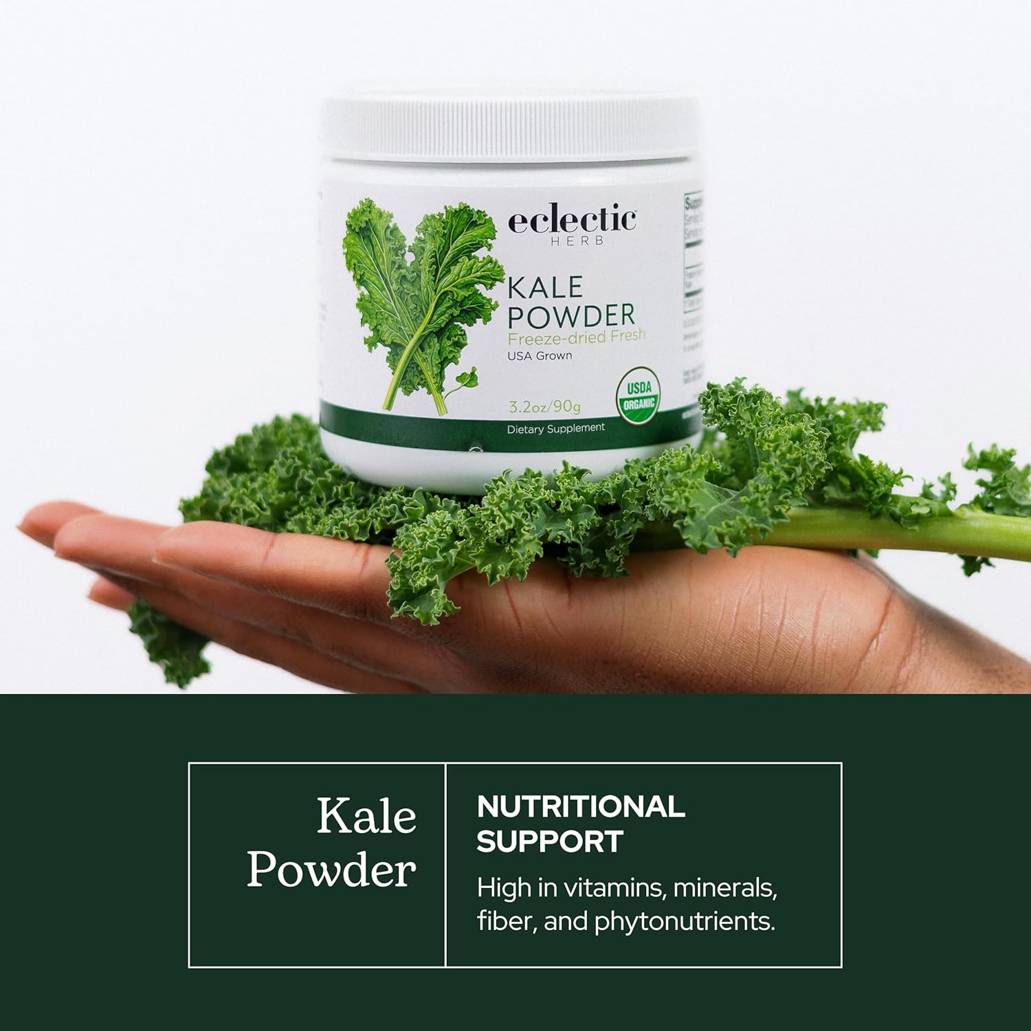 Eclectic Herb - Organic Kale Powder Supplement | Nutritional Support, Daily Fiber, Vitamins + Minerals | Superfood Powder + Daily Greens Drink Mix | USDA Organic, Non-GMO, Vegan (3.2 oz | 90 g) - Image 3