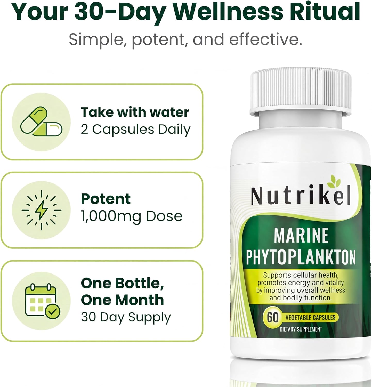 Marine Phytoplankton Omega 3 Supplement – Plant-Based Algae Capsules for Energy, Focus & Cellular Support – Vegan Superfood for Brain, Heart & Skin Health – 1,000mg – 60 Vegan Capsules - Image 8