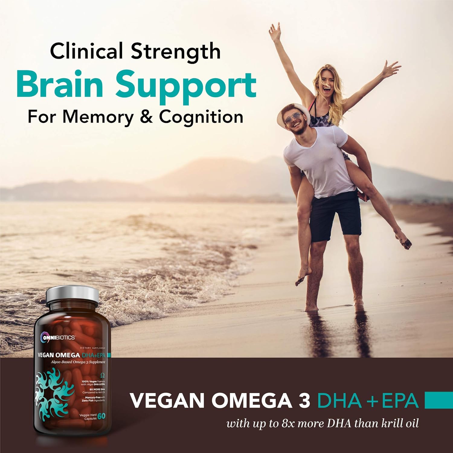 OmniBiotics Vegan Omega 3 DHA EPA Supplement – MD-Certified Prenatal Supplement with 8X More DHA Than Krill Oil, Fish-Free, Non-GMO – 60 Vegan Capsules - Image 3
