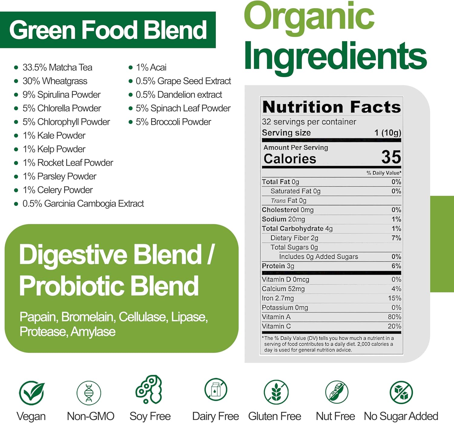 Teami Organic Super Greens Powder for Immunity & Digestion, Non-GMO Greens Superfood Powder to Support Energy, 16 superfood Ingredients, Sugar-Free Veggie Powder for Juice & Smoothie, 32 Servings - Image 2