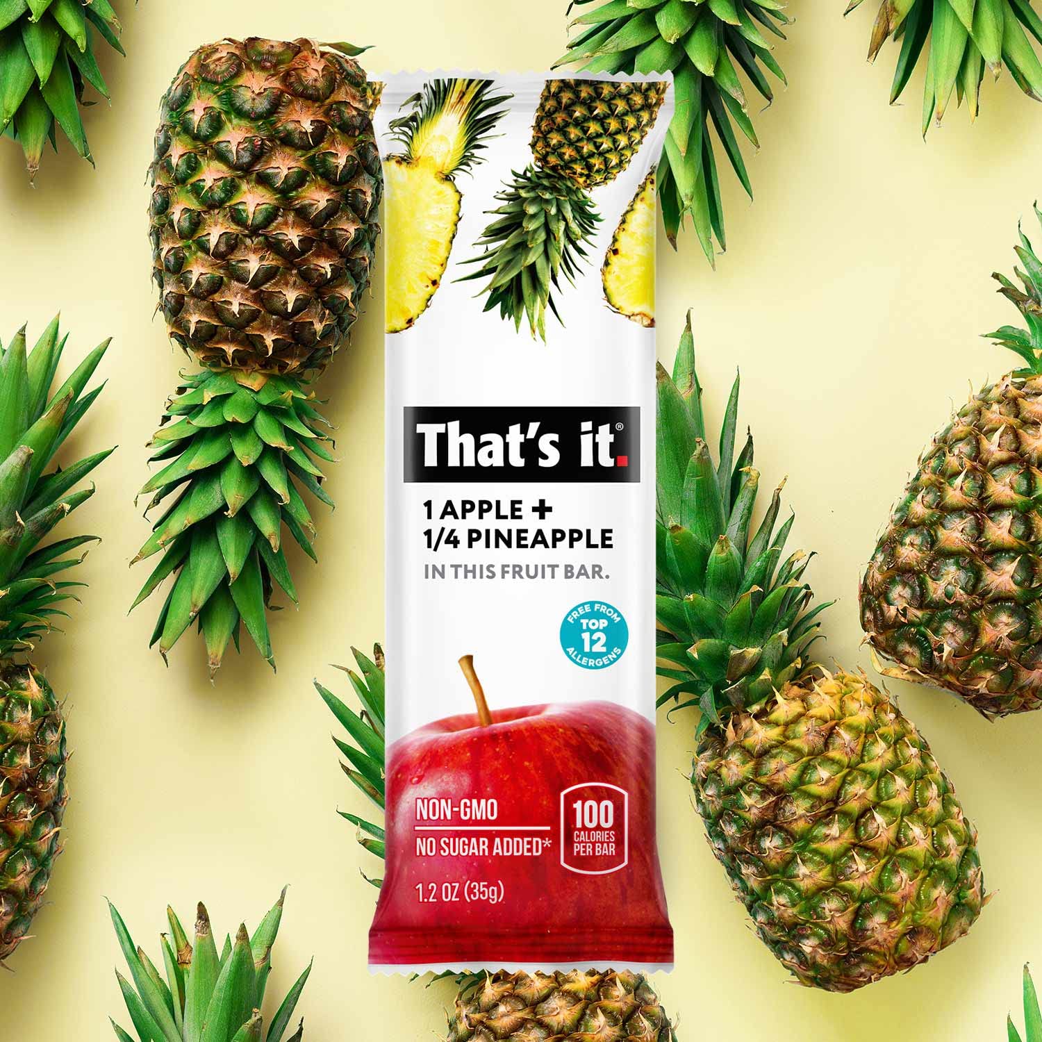 That's it. Apple + Pineapple 100% Natural Real Fruit Bar, Best High Fiber Vegan, Gluten Free Healthy Snack, Paleo for Children & Adults, Non GMO No Added Sugar, No Preservatives Energy Food (12 Pack) - Image 4