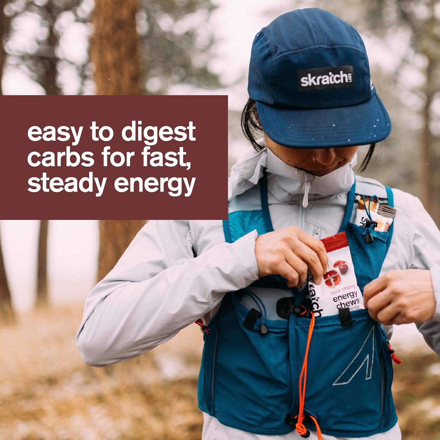 Skratch Labs Energy Chews with 50mg Caffeine | Caffeinated Gummies for Running, Cycling & Endurance Quick Carbs, Easy to Digest | Sour Cherry 10 Pack | Gluten Free, Vegan - Image 4