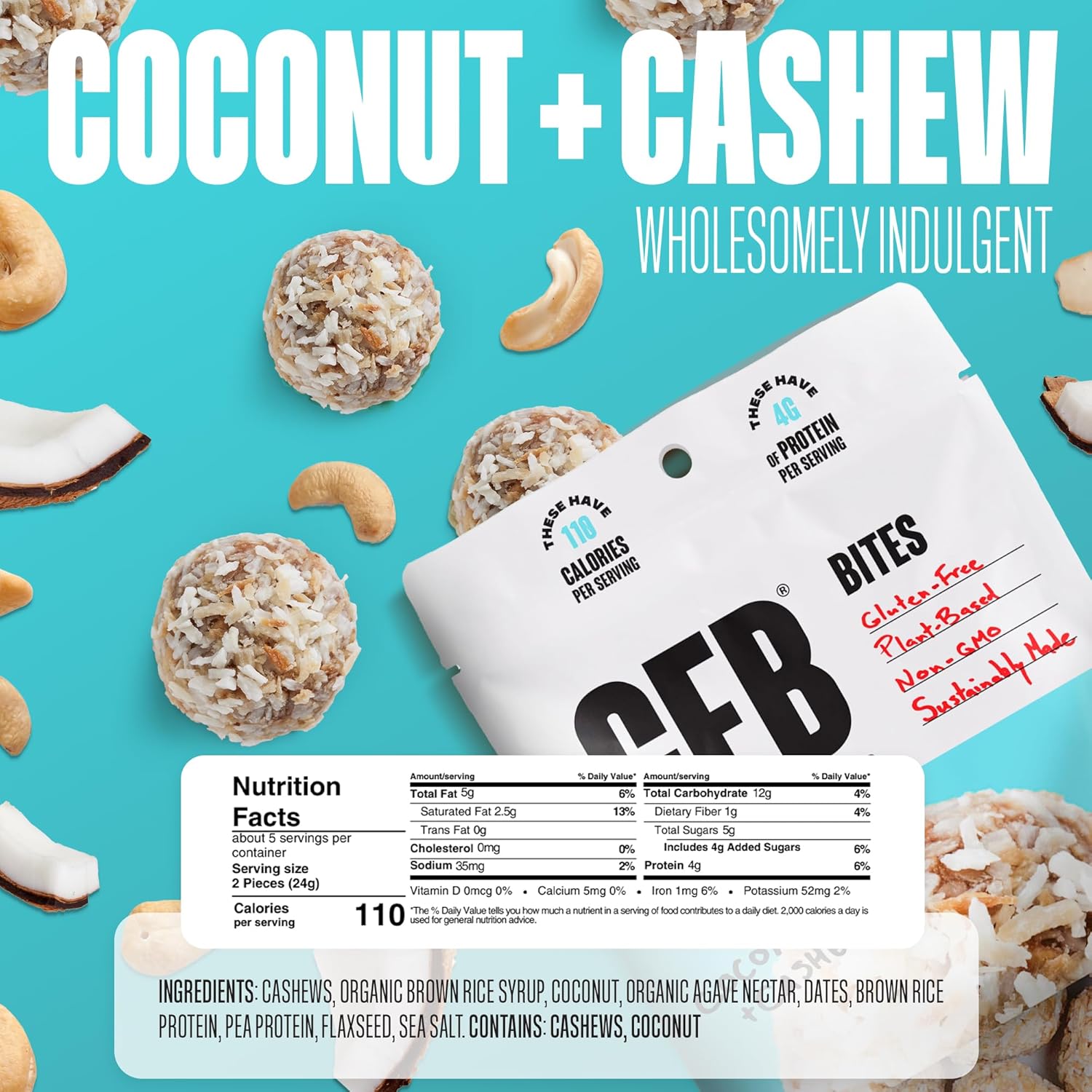 The GFB Variety Pack Protein Bites - Gluten Free, Plant Based, Non GMO, Sustainably Made – Ridiculously Tasty, Healthy, Vegan, Protein Energy Balls, 4 oz (6 Count) - Image 5