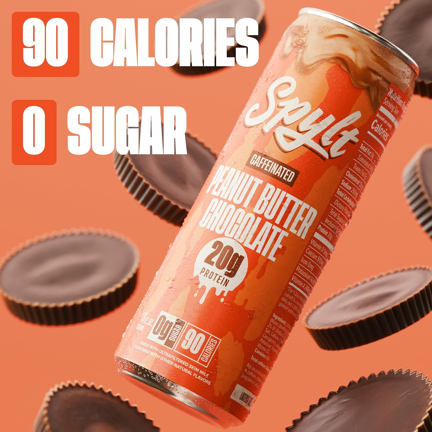Spylt High Protein Peanut Butter Chocolate Milk with 60mg Caffeine & 20g Protein - 90 Calories, Ready to Drink, Sugar Free, Lactose Free Milk, Perfect for Workout Recovery & Afternoon Pick Me Up - 12 Count - Image 5