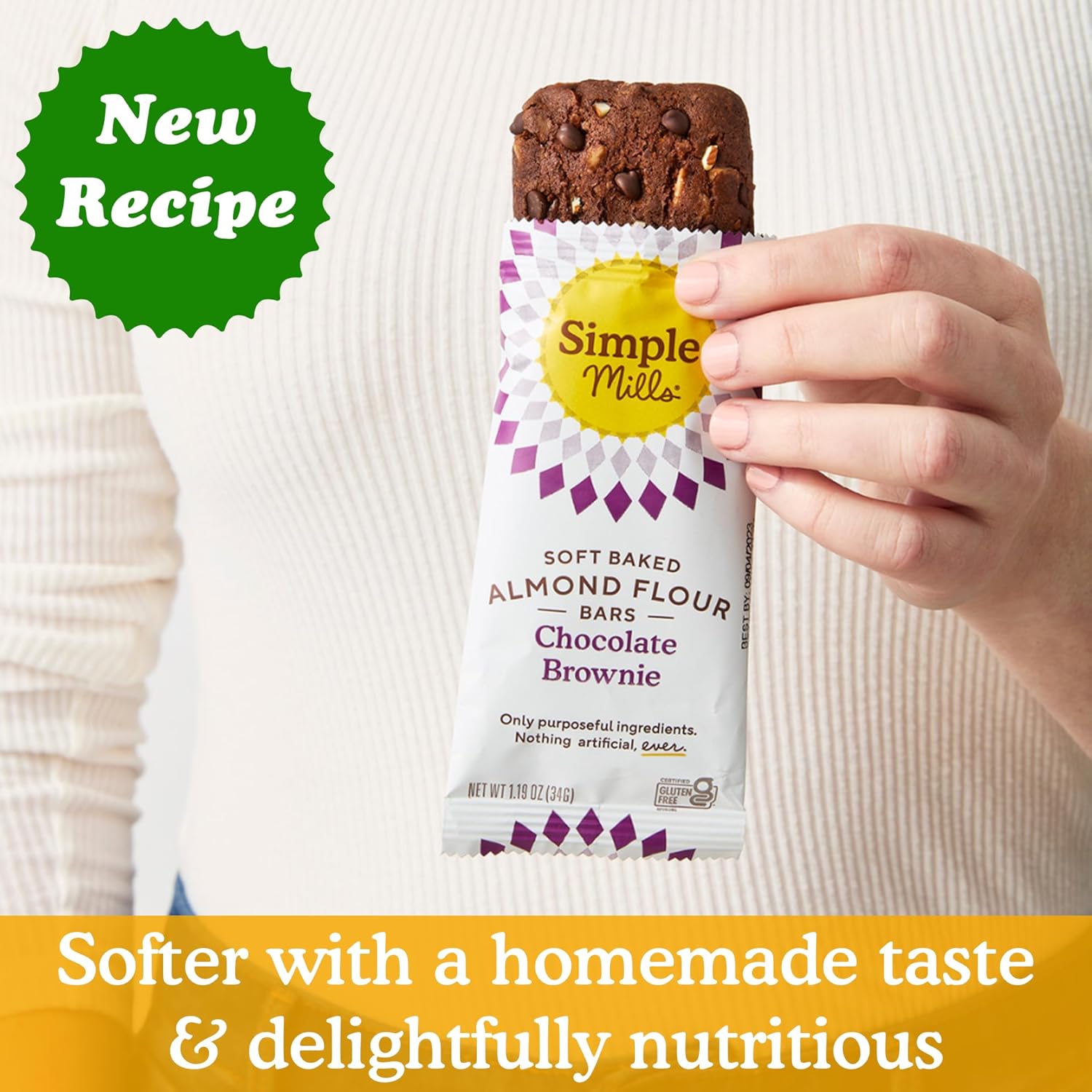 Simple Mills Almond Flour Granola Bars, Chocolate Brownie- Gluten Free, Made with Organic Coconut Oil, Granola Bar Alternative, Healthy Snacks, Paleo Friendly, 6 Ounce (Pack of 1) - Image 4
