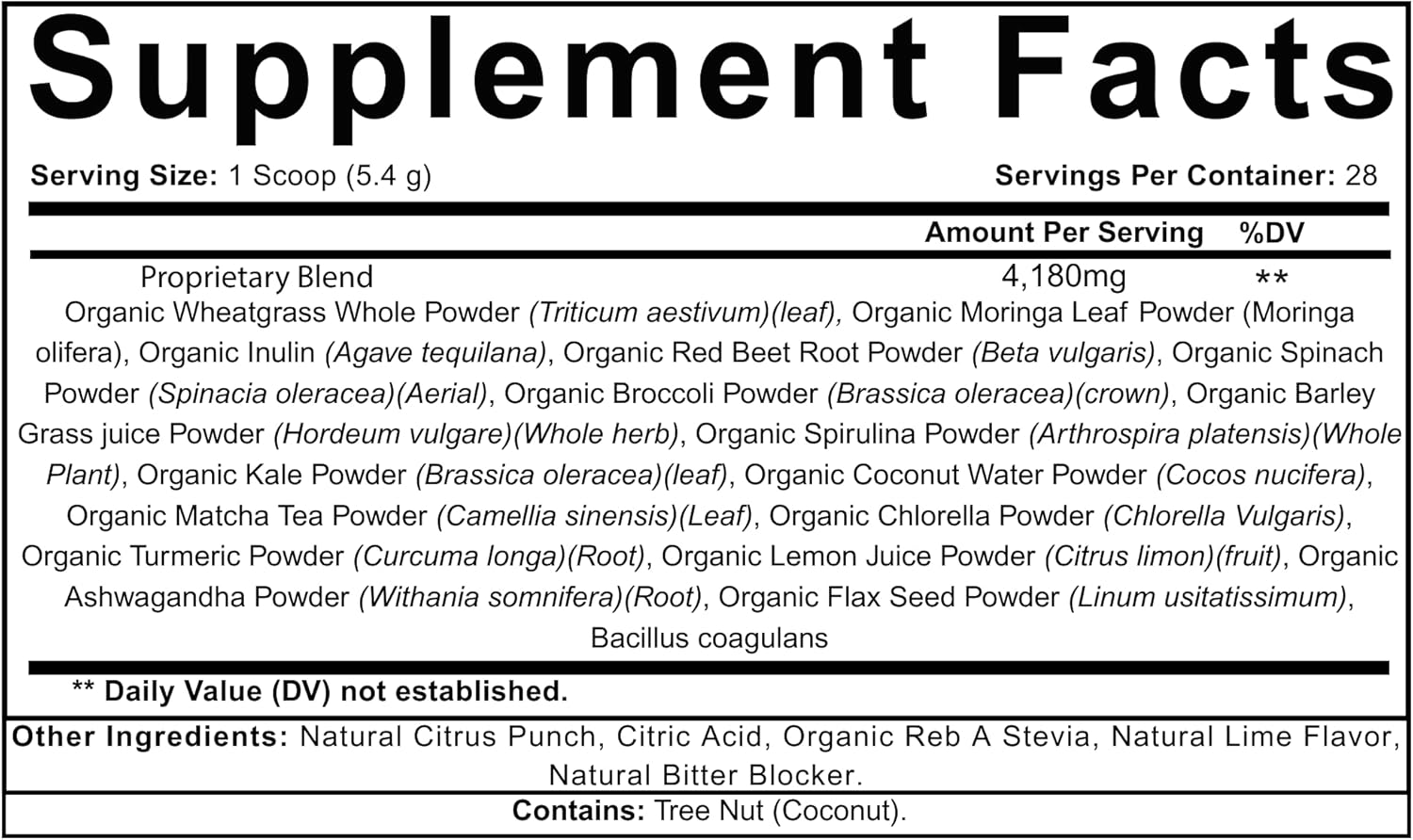 Super Greens Powder - Citrus Punch Flavor - Made with Organic Plant Ingredients, Spirulina, Prebiotic Fiber, Probiotic Culture & Ashwagandha - 28 Servings - Third-Party Tested - Image 2