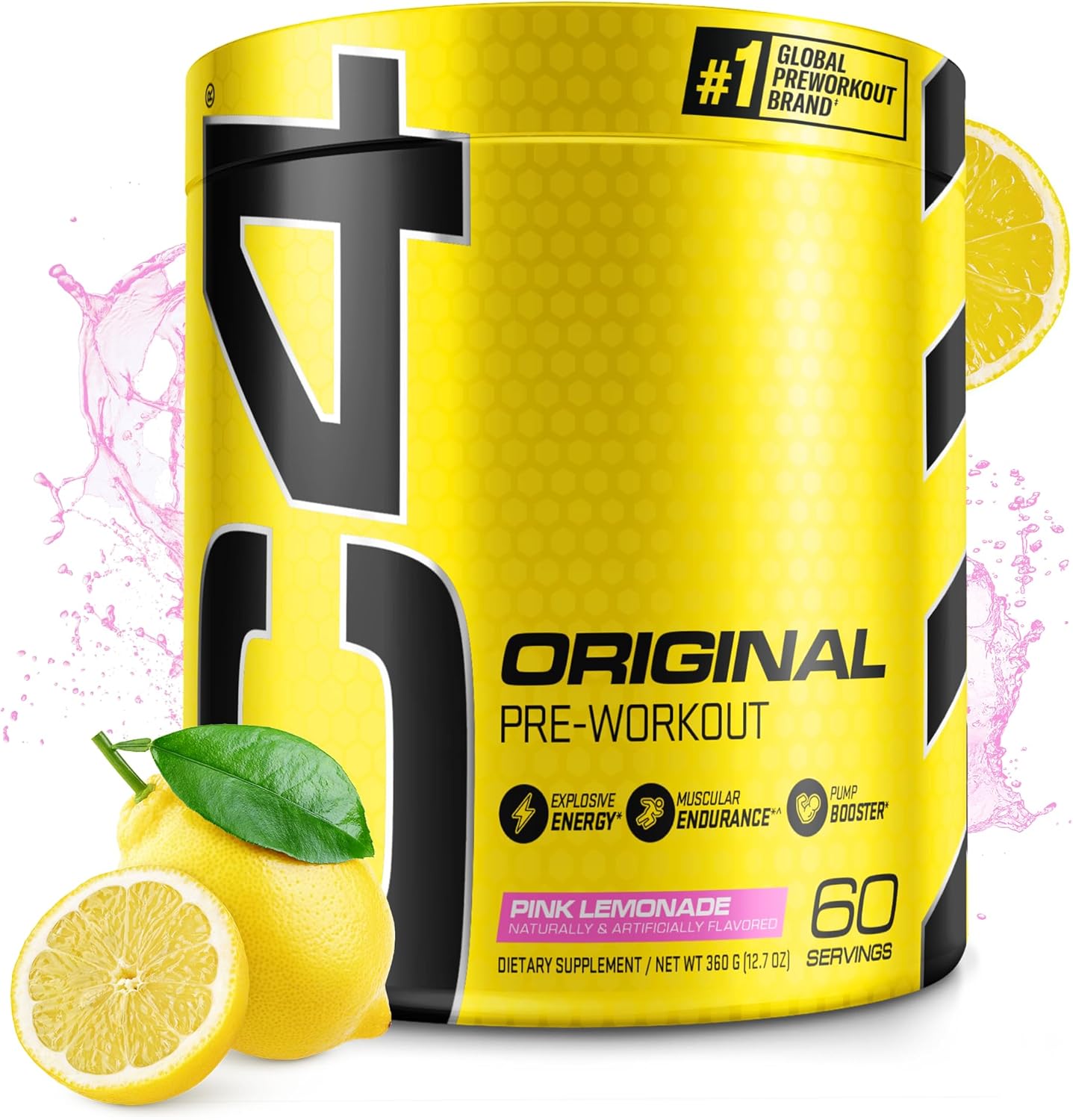 C4 Original Pre Workout Powder Pink Lemonade Vitamin C for Immune Support Sugar Free Preworkout Energy for Men & Women 150mg Caffeine + Beta Alanine + Creatine 60 Servings