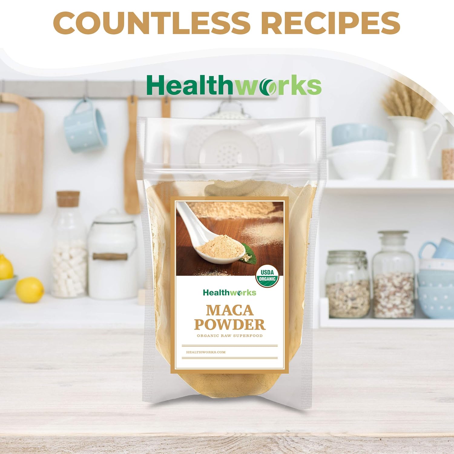 Healthworks Superfoods Organic Maca Powder Raw - 32 Oz / 2 Lbs - Certified Organic Flour Use - Keto, Vegan & Non-GMO - Premium Peruvian Origin - Breakfast, Smoothies, Baking & Coffee - Antioxidant - Image 8