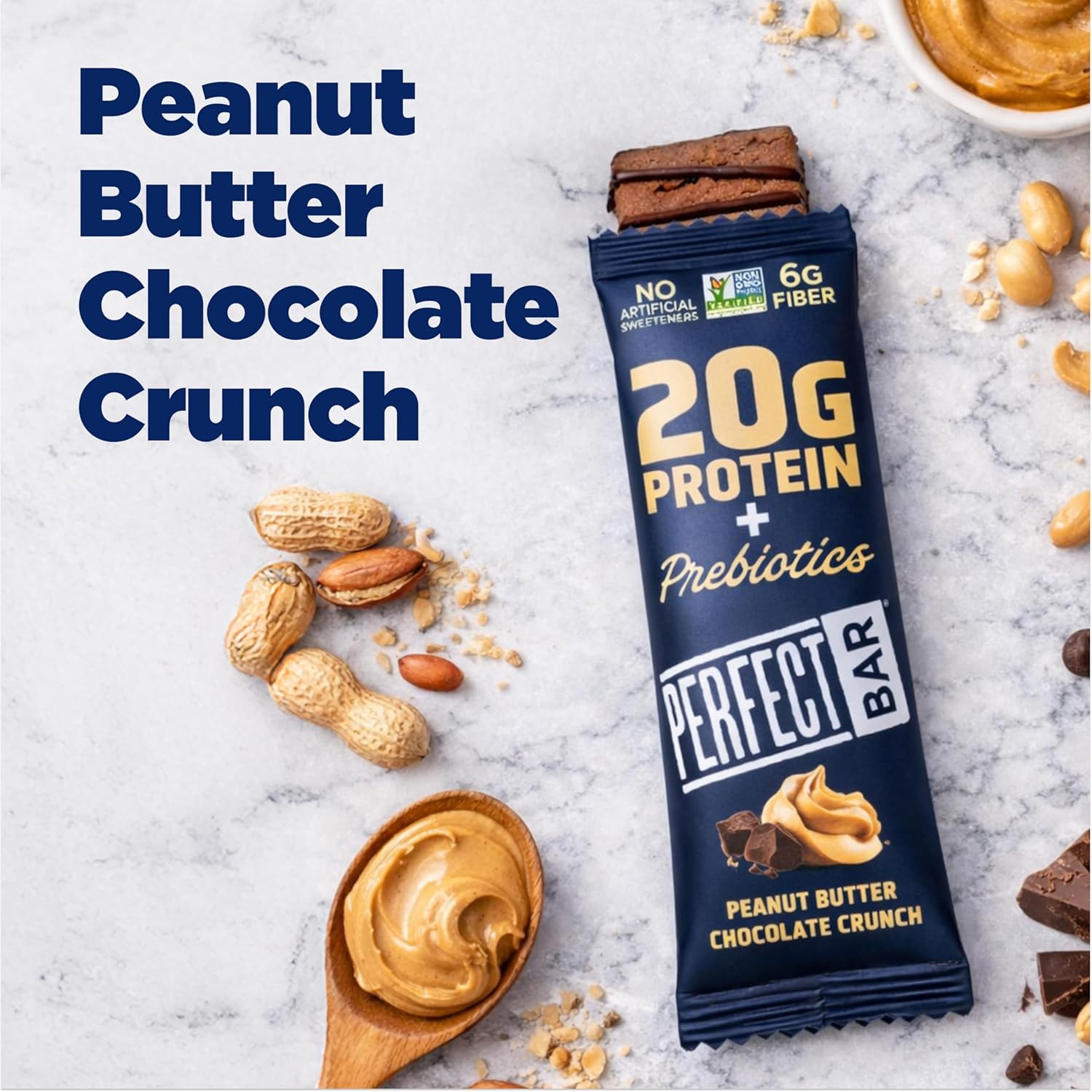 Perfect Bar Protein + Prebiotics Chocolate Peanut Butter Protein Bar, 20g Protein, Grass-Fed Whey, 6g Fiber With 3g Prebiotics, Gluten-Free, Non-GMO, 2.4 Ounce Bar, 7 Count - Image 9