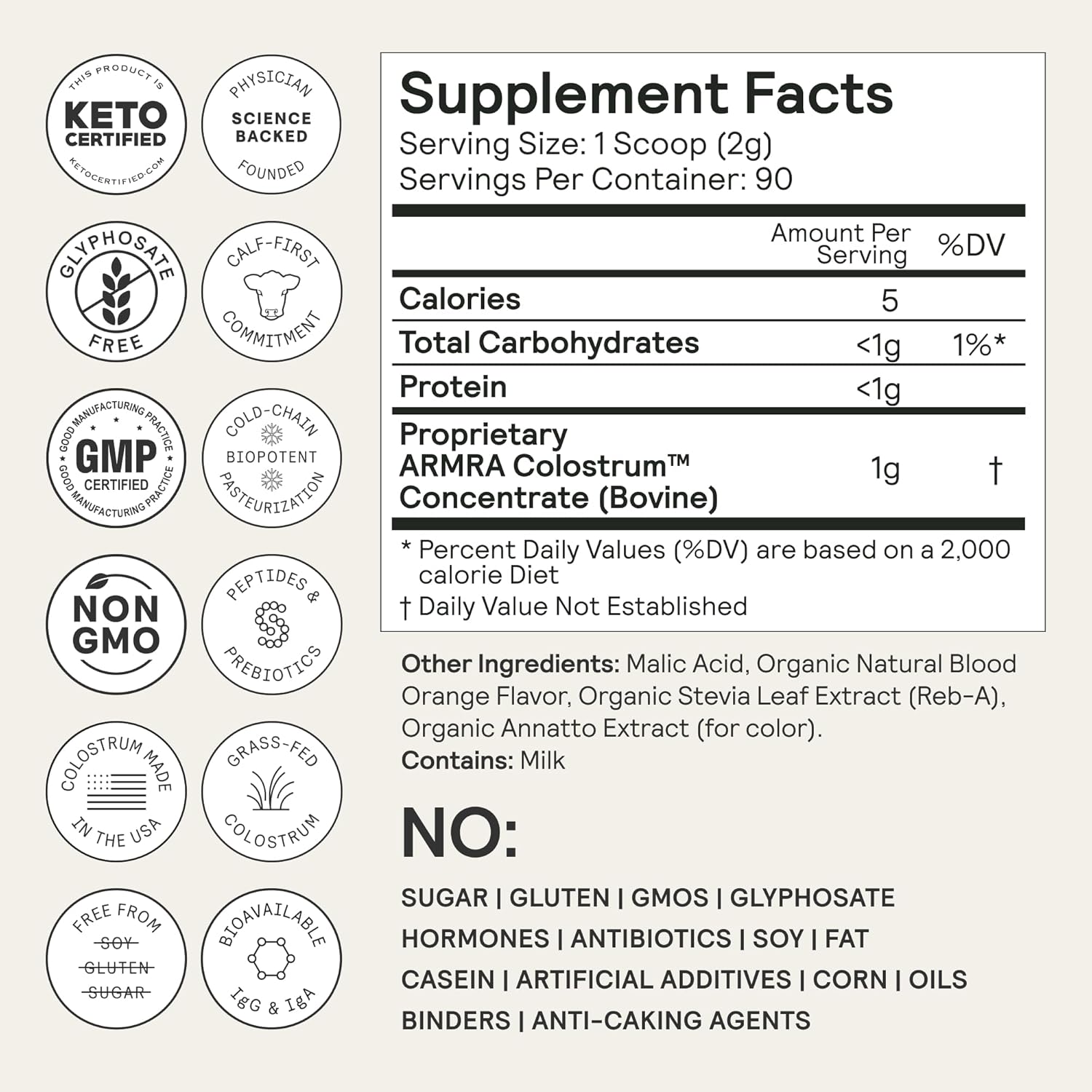 ARMRA Colostrum Powder | Blood Orange | Gut Health & Bloating | Skin & Hair | Immunity | Keto, Gluten & Fat-Free | 90 Servings - Image 7
