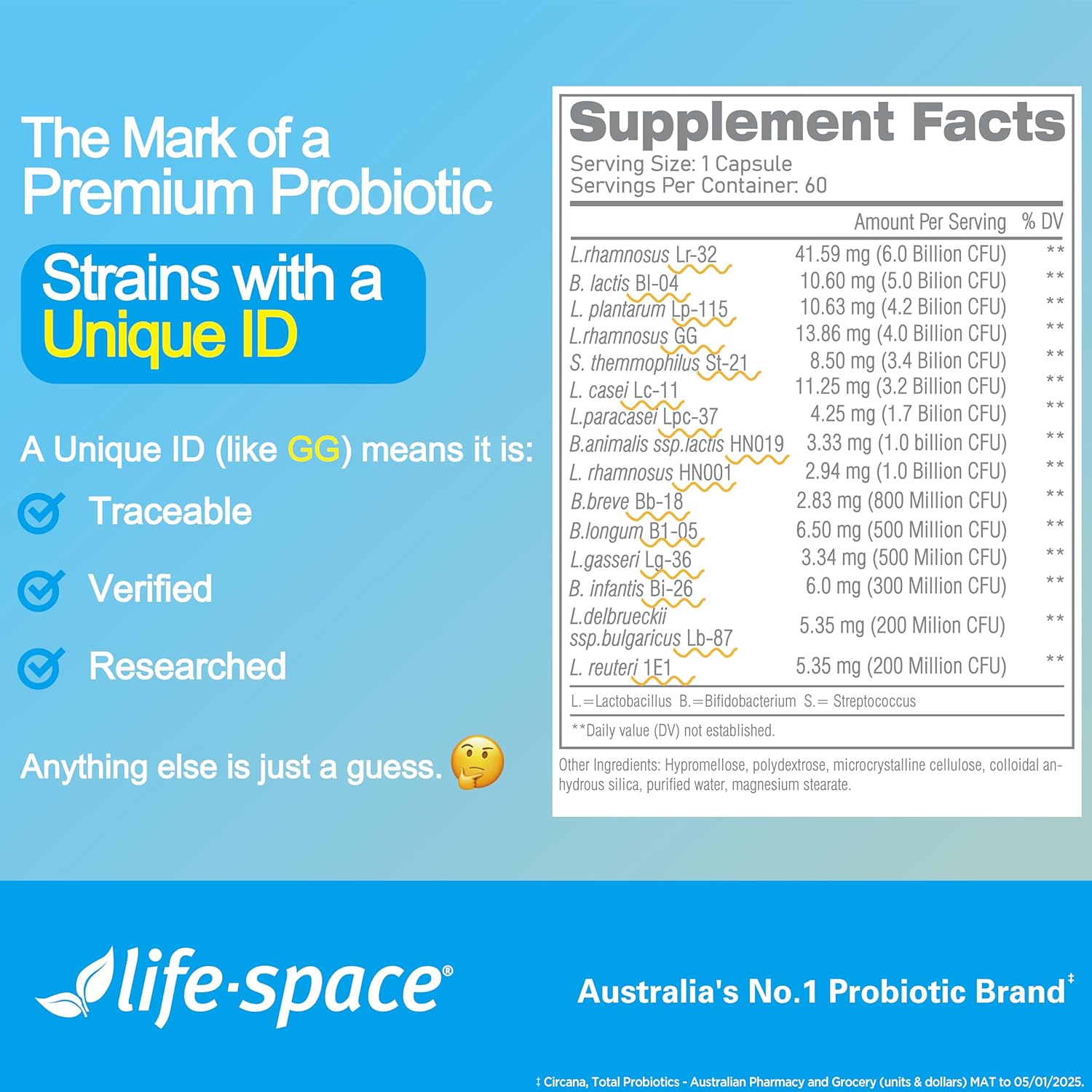 Life-Space Premium Broad Spectrum Probiotics, 2 Month Serving, 32 Billion CFU & 15 Diverse Strains, Formulated for Daily Digestive Health & Immune Health, Probiotics for Women & Men, 60 Veg Capsules - Image 8