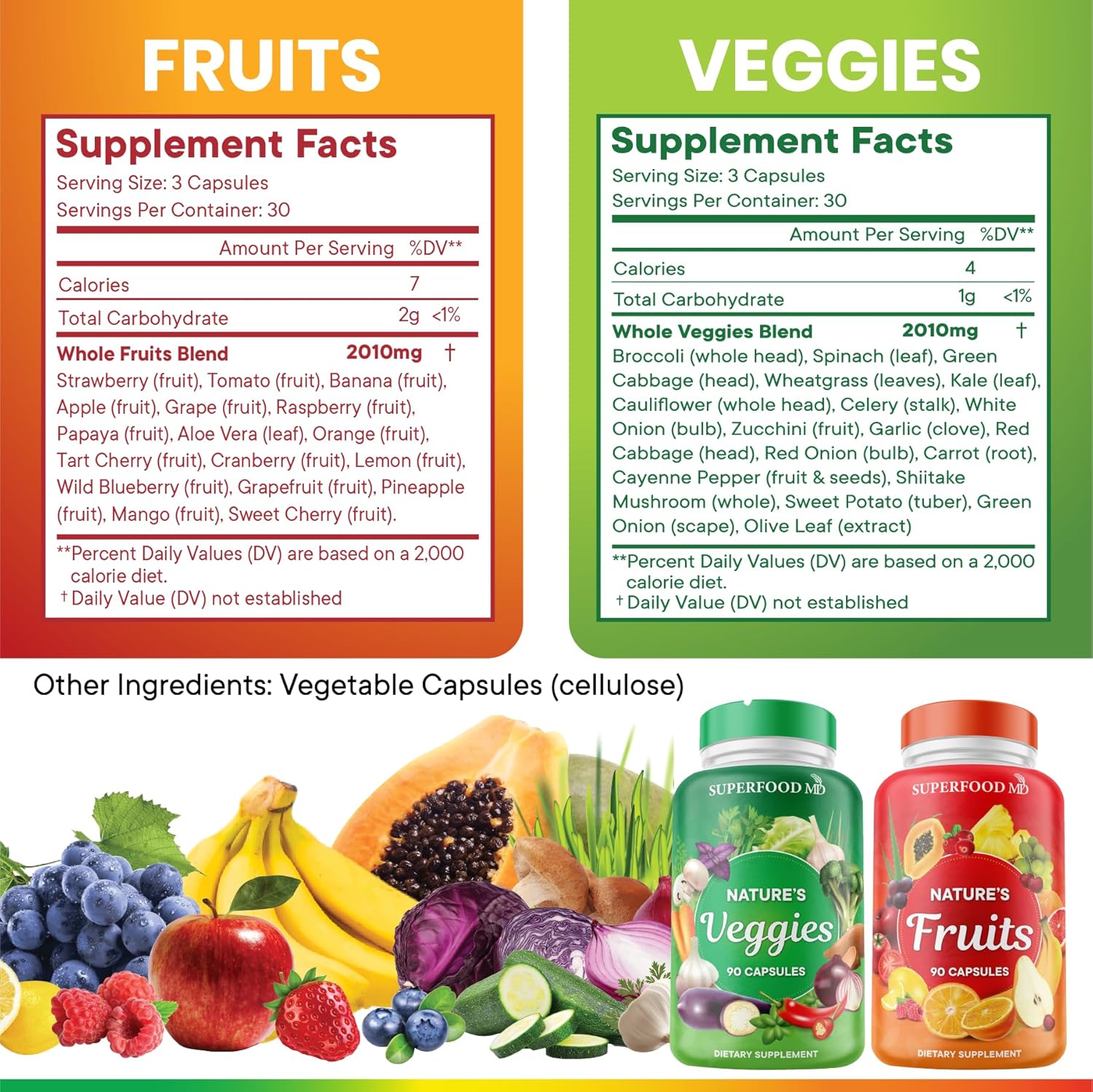 Superfood MD Fruits & Veggies Supplement - Whole Food Natural Superfoods - with Beta Carotene - Soy Free- 90 Count (Pack of 2) - Image 2