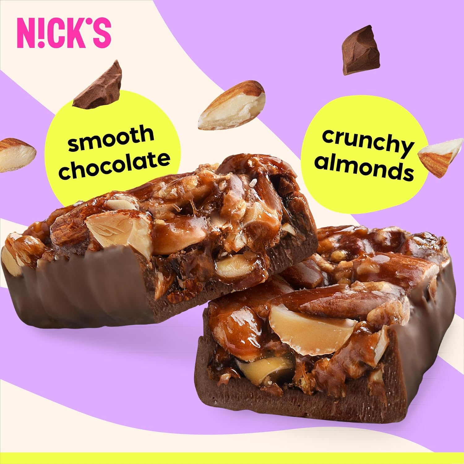 N!CK'S Almond Crunch Keto Nut Bar, No Added Sugar, 3g Net Carbs, 5g Protein, 180 Calories, Vegan Chocolate, Keto Candy, Gluten Free, Low Carb Snack, Bulk 30 Pack, (pack of 30) 40.0 grams - Image 4